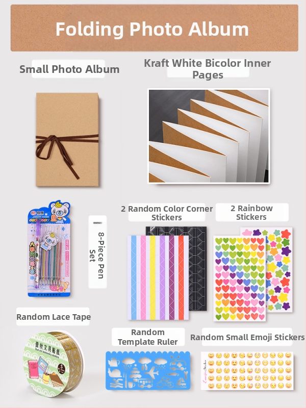 DIY retro fotoalbum s praznom koricom, ručno zalijepljenim stranicama, mini stil, 34 stranice