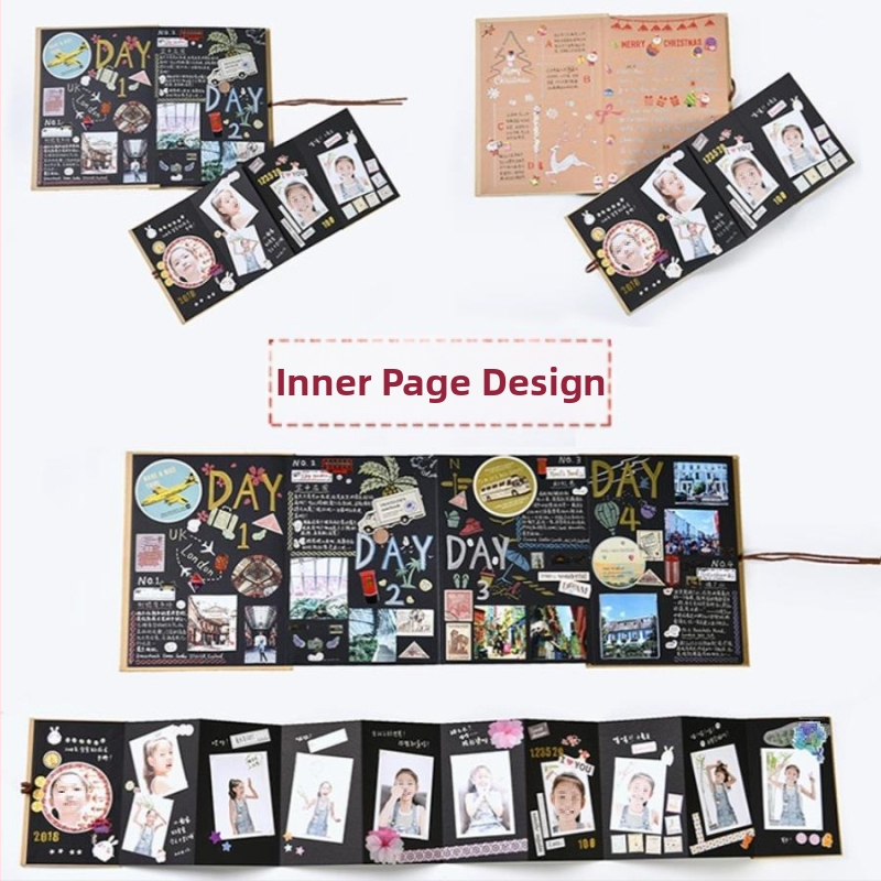 DIY ретро фотоалбум с празна корица, ръчно залепени страници, мини стил, 34 страници