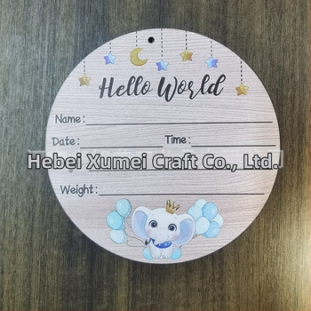 Ξύλινο αξεσουάρ φωτογράφισης μωρού Hello World με ορόσημα ανάπτυξης (Υλικό: Basswood; Μάρκα: Asahi; Κατηγορία: Διακοσμητικά)