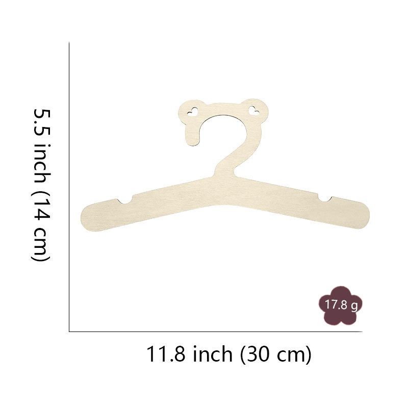 5 бр. дървени детски закачалки за дрехи – мечка с ушички дизайн, лазерно рязане, модерен минималистичен стил