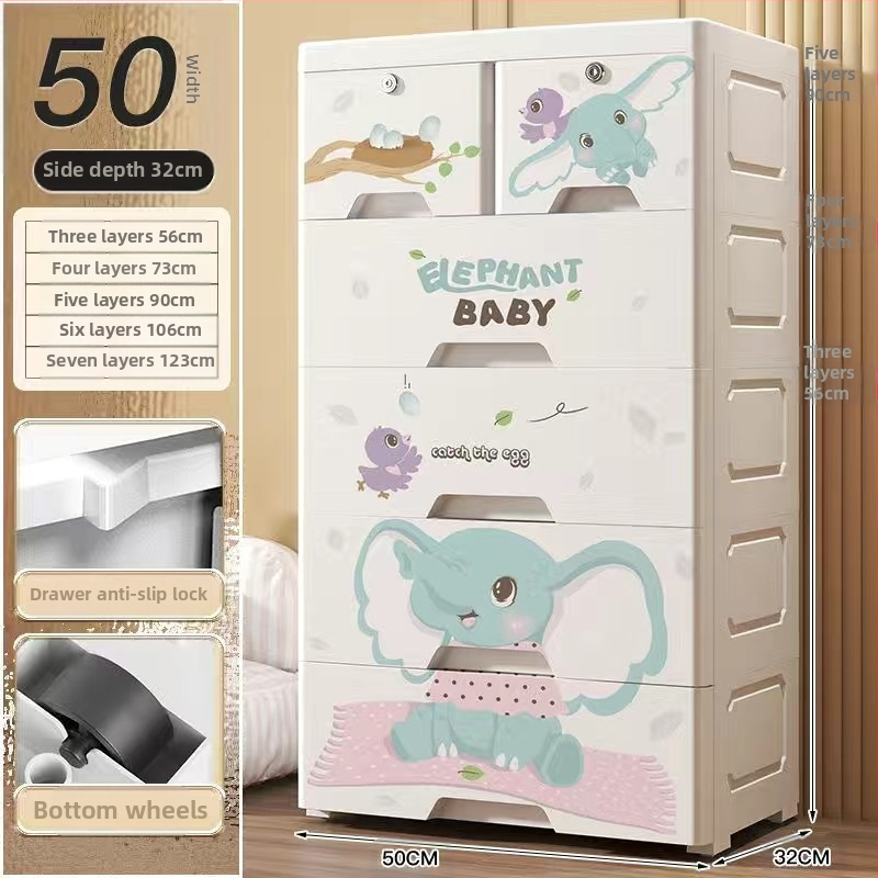 Plastični ormar za pohranu, crtani stil, model 50115, podni tip, višenamjenski organizator za cipele, igračke i školski pribor