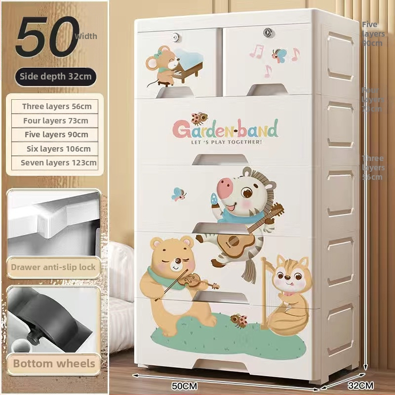 Plastični ormar za pohranu, crtani stil, model 50115, podni tip, višenamjenski organizator za cipele, igračke i školski pribor