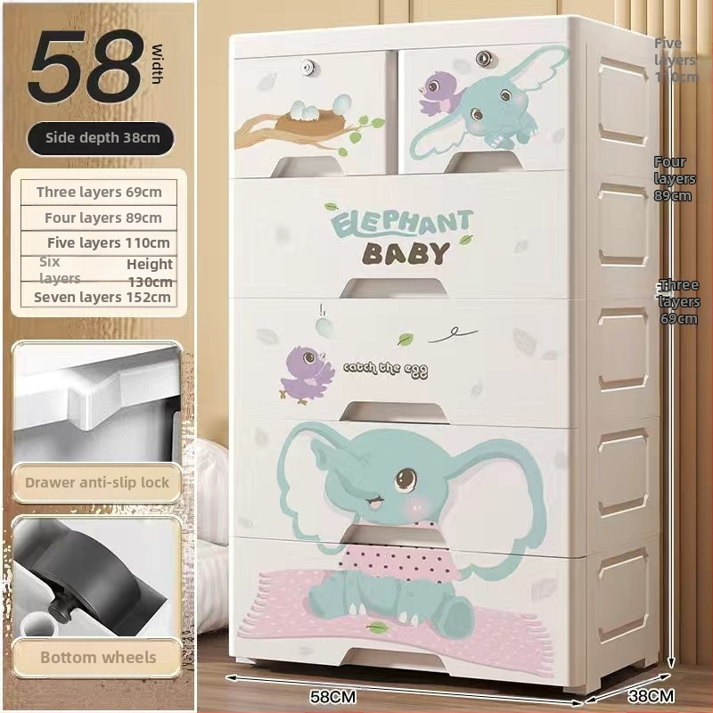 Plastični ormar za pohranu, crtani stil, model 50115, podni tip, višenamjenski organizator za cipele, igračke i školski pribor