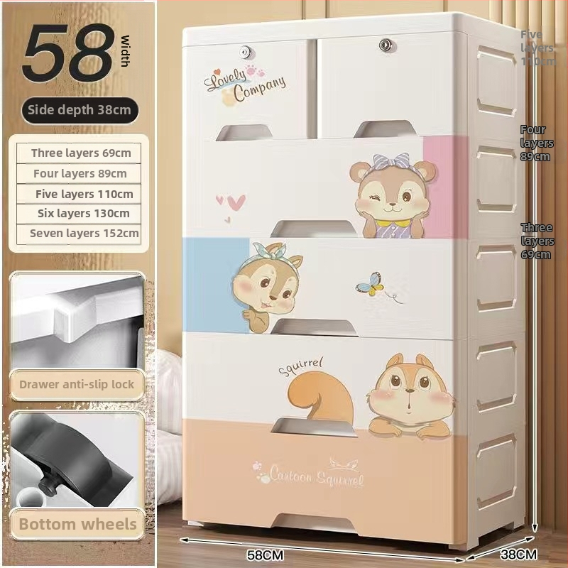 Plastični ormar za pohranu, crtani stil, model 50115, podni tip, višenamjenski organizator za cipele, igračke i školski pribor