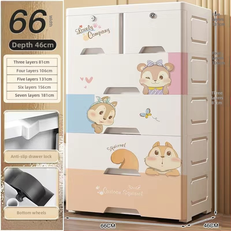 Plastični ormar za pohranu, crtani stil, model 50115, podni tip, višenamjenski organizator za cipele, igračke i školski pribor