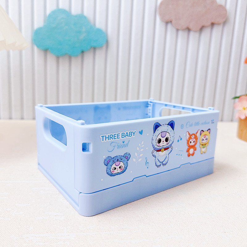 Sulankstomas plastikinis stalo kosmetikos laikymo dėklas, kvadratinės formos, su Can logotipu, pritaikomas