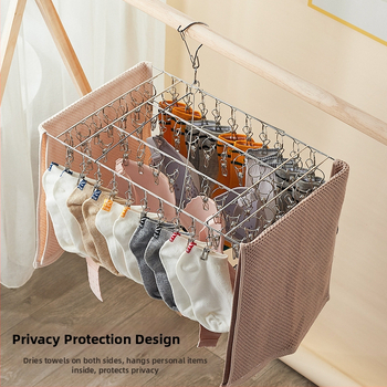 Nerūdijanio plieno džiovyklė skalbiniams su 48 klipais, sulankstomas apvalus dizainas kojinėms ir apatiniams drabužiams, balkono naudojimui, daugiafunkcinė džiovyklė.