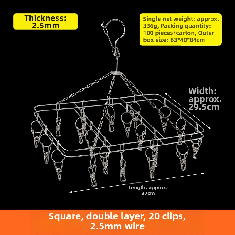 Nerūdijanio plieno džiovyklė skalbiniams su 48 klipais, sulankstomas apvalus dizainas kojinėms ir apatiniams drabužiams, balkono naudojimui, daugiafunkcinė džiovyklė.