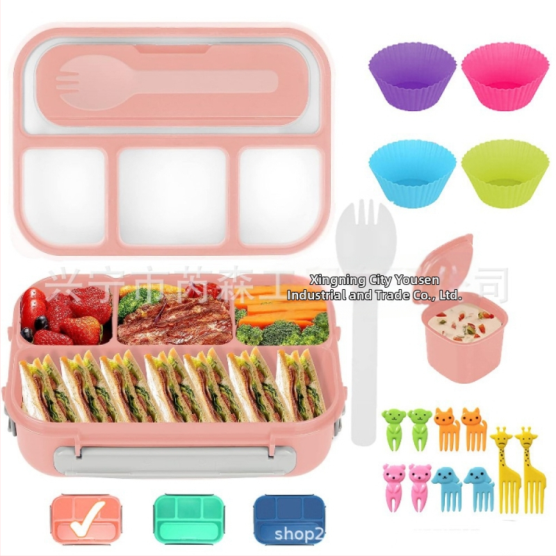 Pusdienu kastīšu komplekts, pārnēsājams, izolēts, mikroviļņu krāsnij piemērots, plastmasas materiāls, tilpums 1–2 L