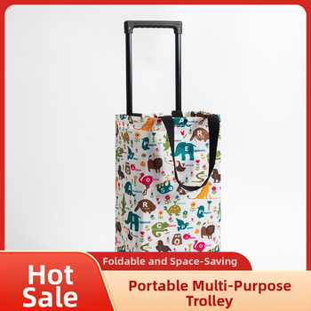 Sklopiva dvostruko izolirana kolica za kupovinu s vučnom ručkom i dva kotačića, od Oxford platna, nosivost 20 kg