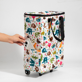 Αναδιπλούμενο διπλοεπίπεδο θερμομονωμένο καλάθι αγορών με ράβδο έλξης και δύο τροχούς, Oxford ύφασμα, μέγιστο φορτίο 20 kg