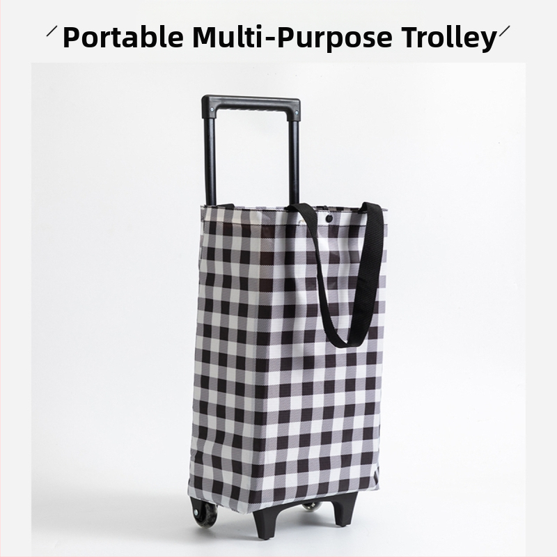 Sklopiva dvostruko izolirana kolica za kupovinu s vučnom ručkom i dva kotačića, od Oxford platna, nosivost 20 kg