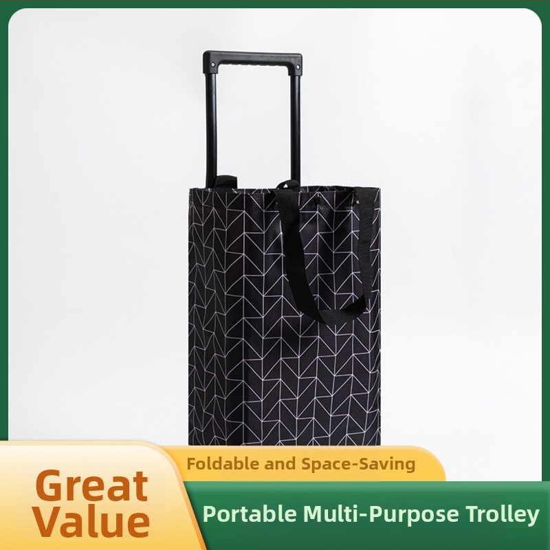 Sklopiva dvostruko izolirana kolica za kupovinu s vučnom ručkom i dva kotačića, od Oxford platna, nosivost 20 kg