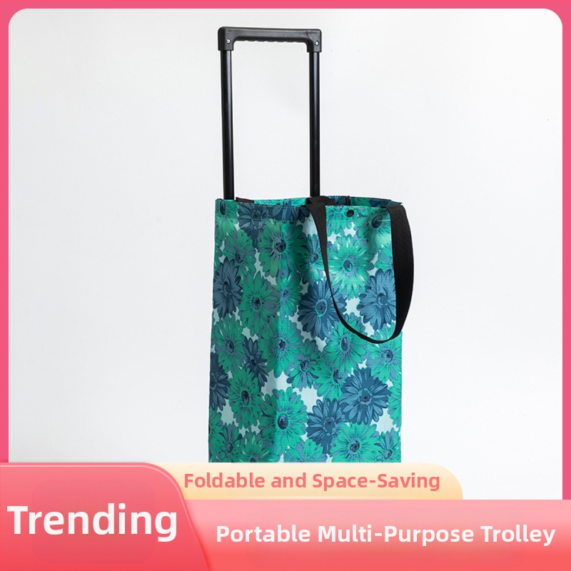 Sklopiva dvostruko izolirana kolica za kupovinu s vučnom ručkom i dva kotačića, od Oxford platna, nosivost 20 kg