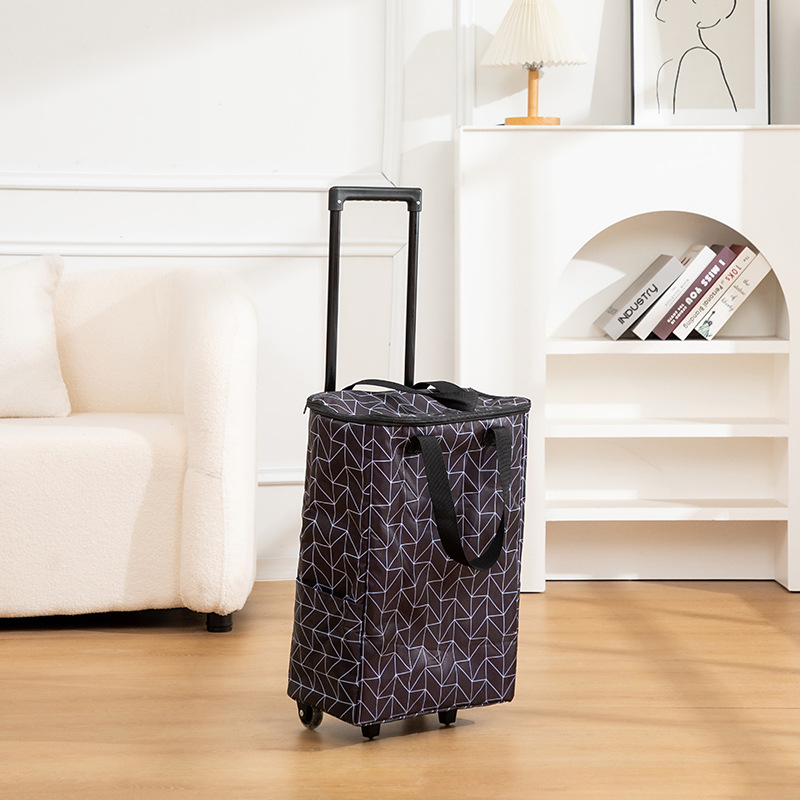 Sklopiva dvostruko izolirana kolica za kupovinu s vučnom ručkom i dva kotačića, od Oxford platna, nosivost 20 kg