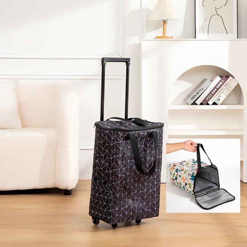 Sklopiva dvostruko izolirana kolica za kupovinu s vučnom ručkom i dva kotačića, od Oxford platna, nosivost 20 kg