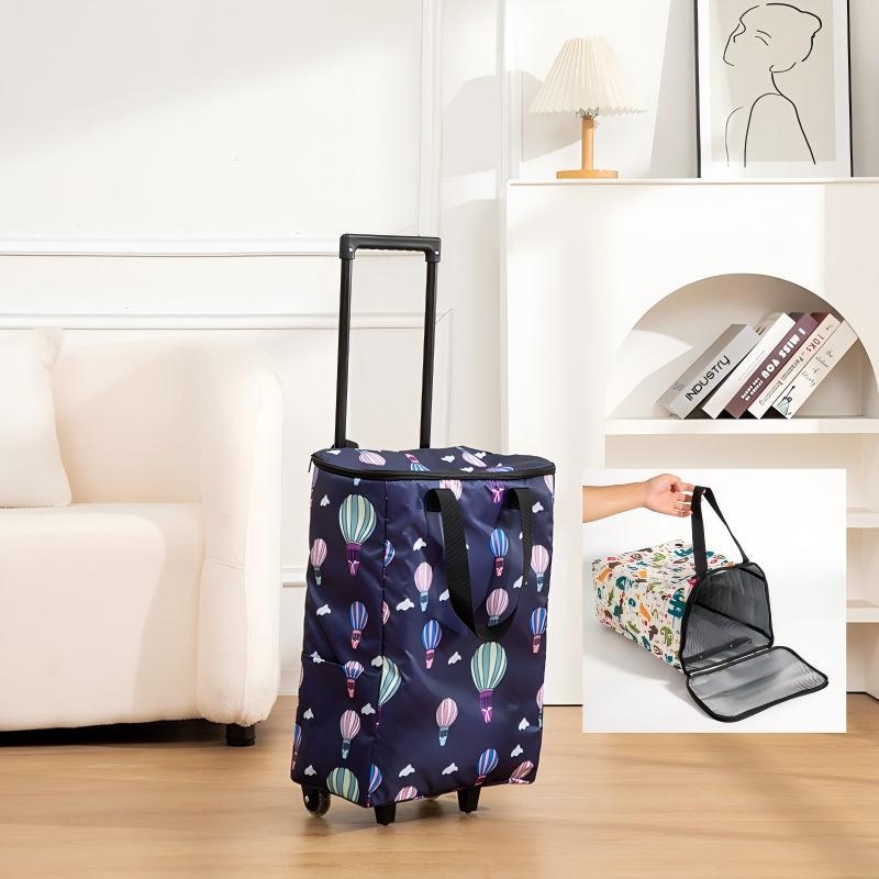 Sklopiva dvostruko izolirana kolica za kupovinu s vučnom ručkom i dva kotačića, od Oxford platna, nosivost 20 kg