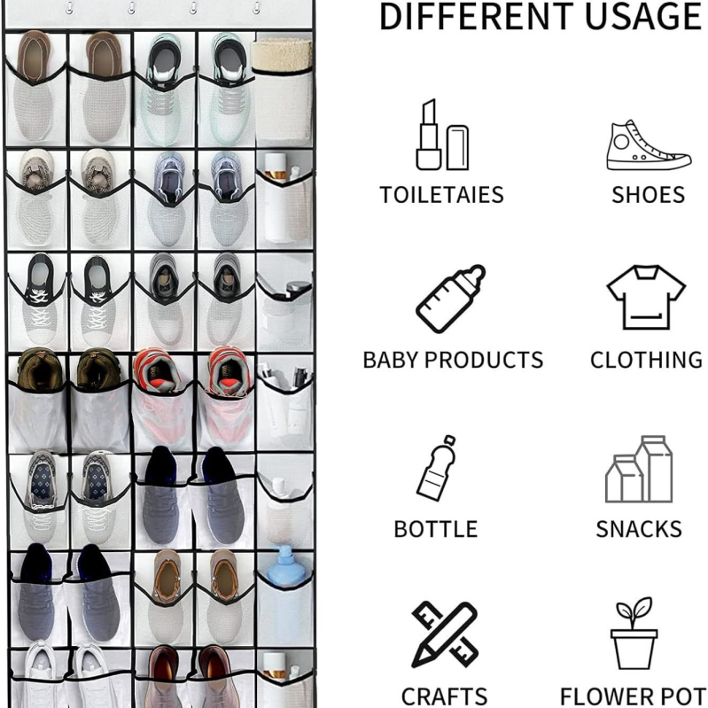 35 rekeszes függő tárolótáska — nemszőtt anyag; modell 066; hálószobai tároláshoz; falra vagy ajtóra szerelhető.