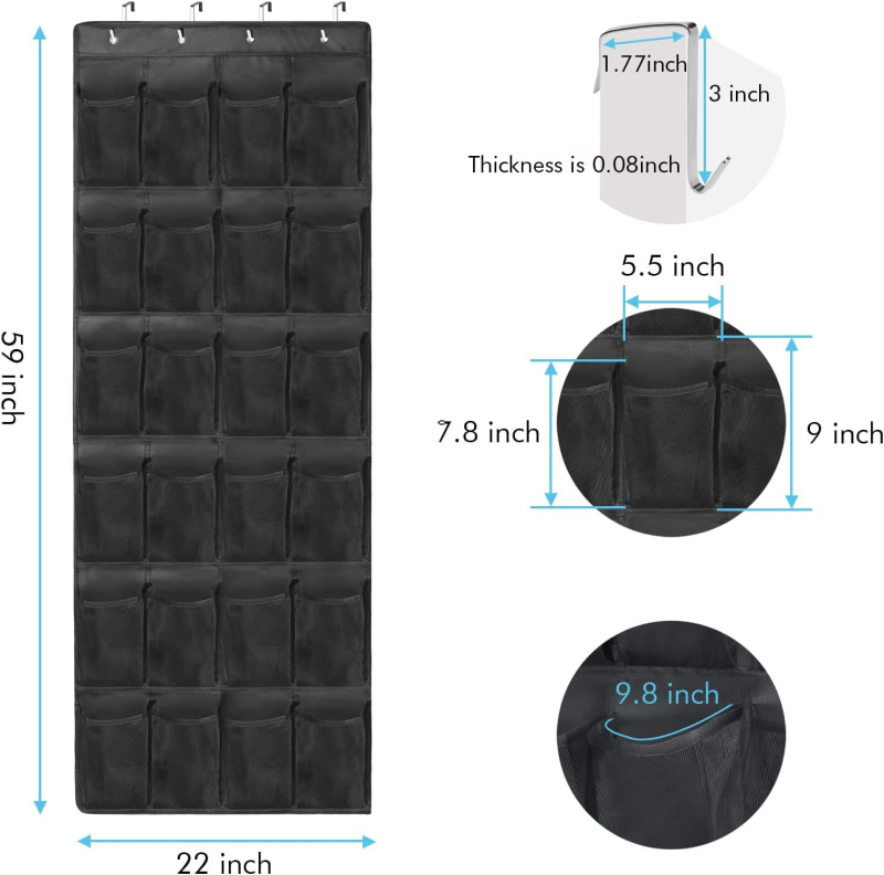 35 rekeszes függő tárolótáska — nemszőtt anyag; modell 066; hálószobai tároláshoz; falra vagy ajtóra szerelhető.