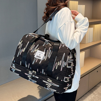 Unisex τσάντα ταξιδιού για κοντινά ταξίδια, Oxford ύφασμα, διαπνέουσα, ριγέ σχέδιο, χωρητικότητα κάτω από 20L