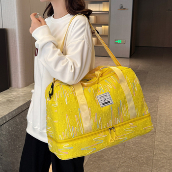 Unisex τσάντα ταξιδιού για κοντινά ταξίδια, Oxford ύφασμα, διαπνέουσα, ριγέ σχέδιο, χωρητικότητα κάτω από 20L