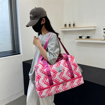 Unisex τσάντα ταξιδιού για κοντινά ταξίδια, Oxford ύφασμα, διαπνέουσα, ριγέ σχέδιο, χωρητικότητα κάτω από 20L