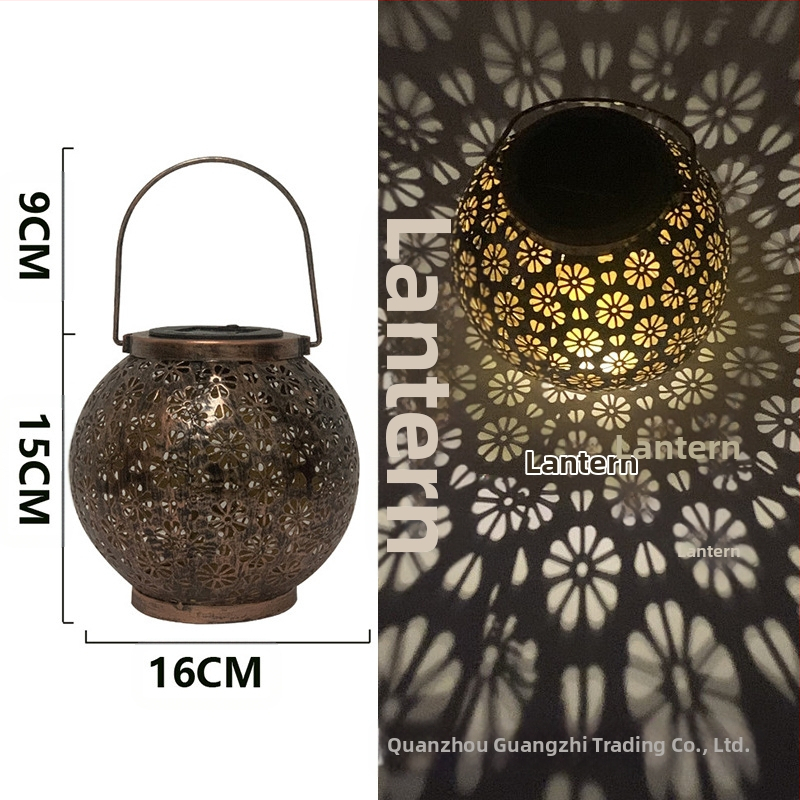Ketaus sodo žibintas su saulės energija, žiedų projekcija, LED, IP55, 0.06W, 6–12 val., modelis GZ-0032