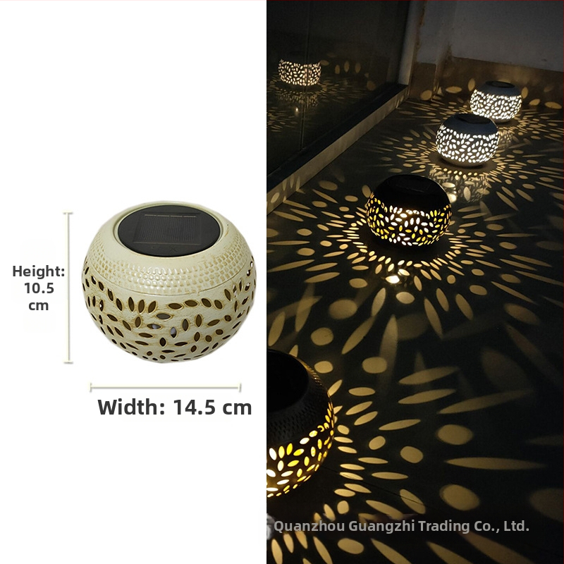 Ketaus sodo žibintas su saulės energija, žiedų projekcija, LED, IP55, 0.06W, 6–12 val., modelis GZ-0032