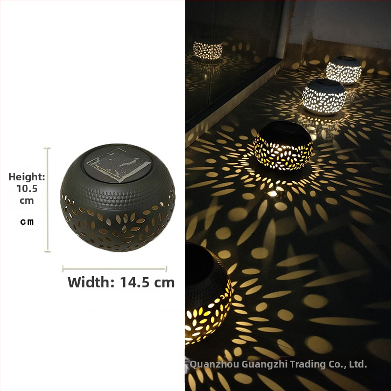 Ketaus sodo žibintas su saulės energija, žiedų projekcija, LED, IP55, 0.06W, 6–12 val., modelis GZ-0032