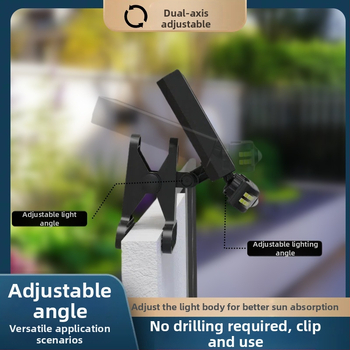 Lauko LED apšvietimas su klipu, saulės energija, modelis TJ85GY01, LED šviesos šaltinis, indukcinis jungiklis, veikimo laikas 6–12 val., šiuolaikiškas dizainas