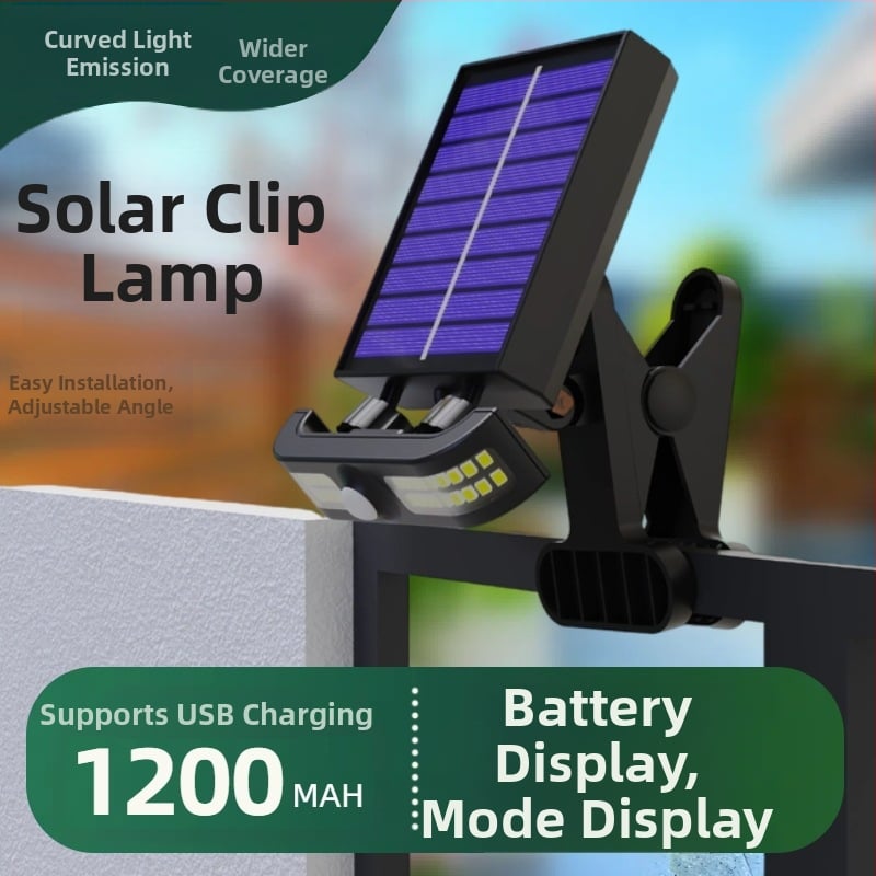 Lauko LED apšvietimas su klipu, saulės energija, modelis TJ85GY01, LED šviesos šaltinis, indukcinis jungiklis, veikimo laikas 6–12 val., šiuolaikiškas dizainas