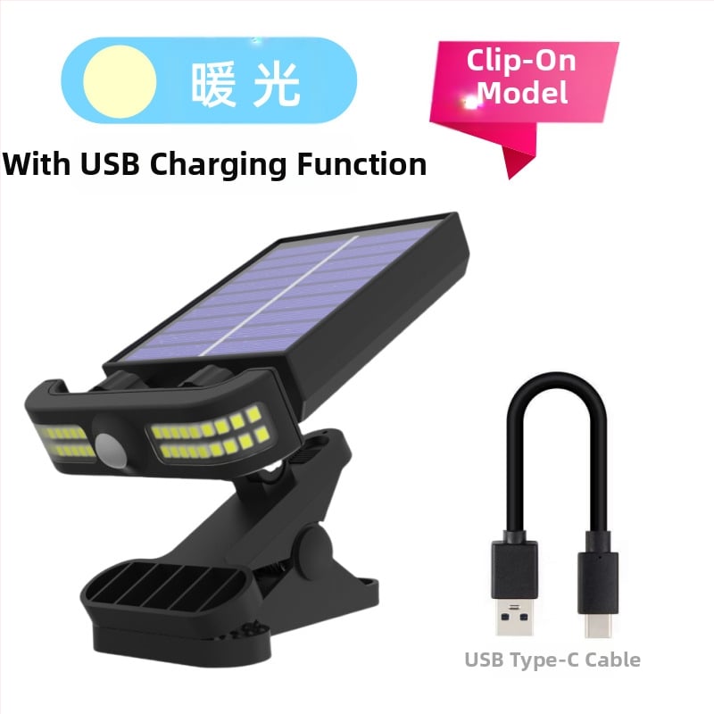 Lauko LED apšvietimas su klipu, saulės energija, modelis TJ85GY01, LED šviesos šaltinis, indukcinis jungiklis, veikimo laikas 6–12 val., šiuolaikiškas dizainas