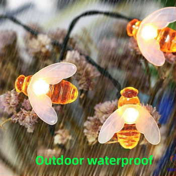 Bičių saulės šviestuvų girliandos lauko, atsparios vandeniui, žemas įtampa, 0,05W kiekvienai lempai, 36V įėjimas