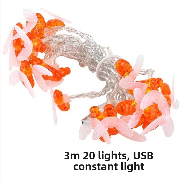 Bičių saulės šviestuvų girliandos lauko, atsparios vandeniui, žemas įtampa, 0,05W kiekvienai lempai, 36V įėjimas