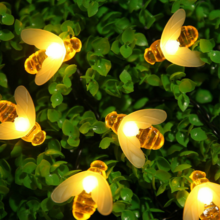 Bičių saulės šviestuvų girliandos lauko, atsparios vandeniui, žemas įtampa, 0,05W kiekvienai lempai, 36V įėjimas