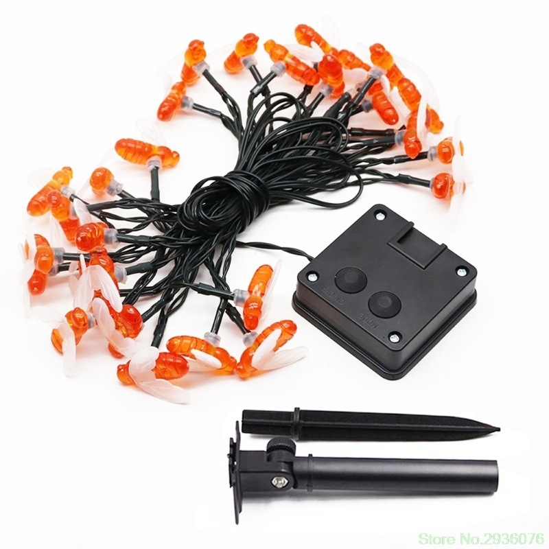 Bičių saulės šviestuvų girliandos lauko, atsparios vandeniui, žemas įtampa, 0,05W kiekvienai lempai, 36V įėjimas