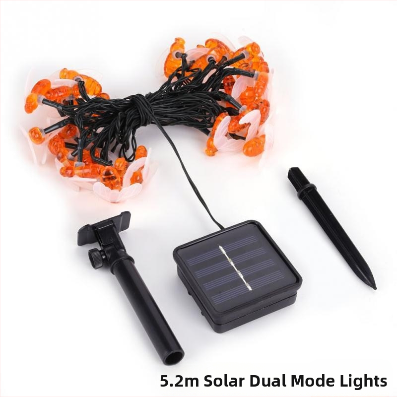 Bičių saulės šviestuvų girliandos lauko, atsparios vandeniui, žemas įtampa, 0,05W kiekvienai lempai, 36V įėjimas