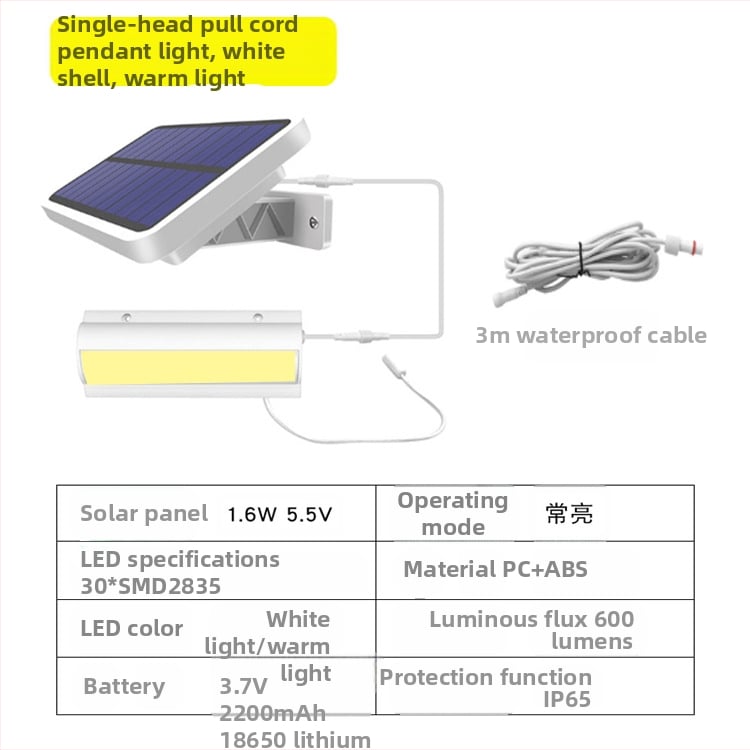 Saulės energijos pakabinamas šviestuvas su traukimo laidu – LED, IP65, 3W, 3,2V, 10000h, retro kiemo apšvietimas