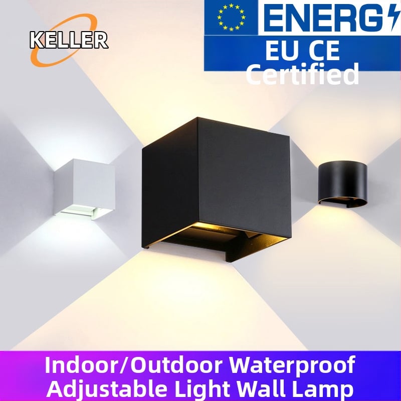 Φωτιστικό LED τοίχου, μοντέλο KLS-023, τετράγωνη γυάλινη σκιά, 85-265V, διάρκεια ζωής 5000 ωρών, μοντέρνος μινιμαλιστικός σχεδιασμός