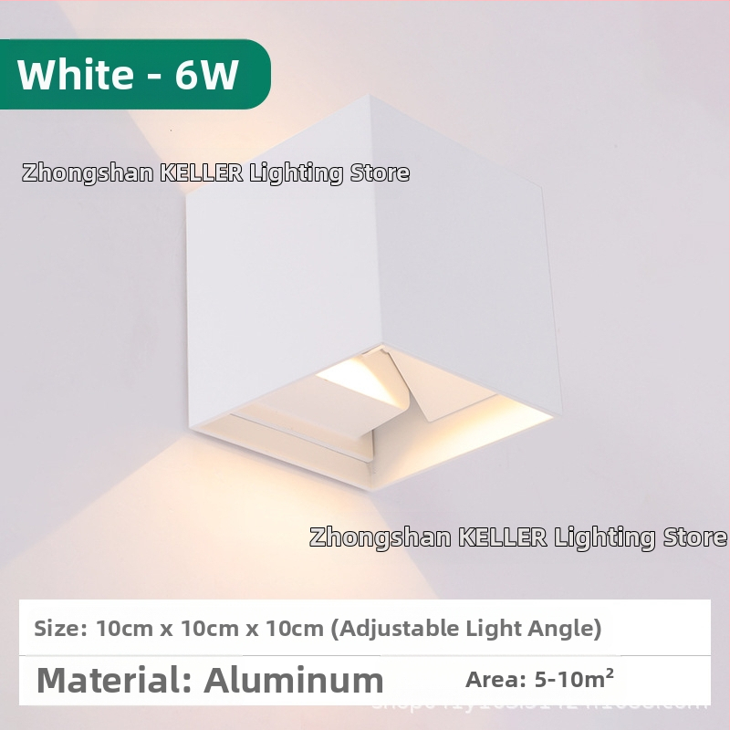 LED sienas lampa, modelis KLS-023, kvadrātiska stikla abažūra, 85-265V, 5000 stundu darbības kalpošana, moderns minimālisks stils