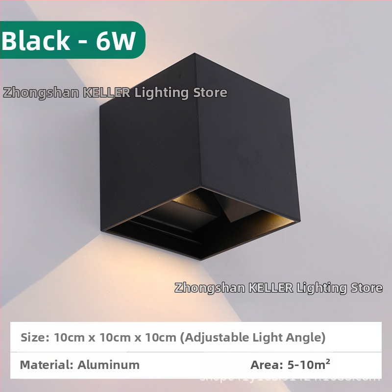 LED sienas lampa, modelis KLS-023, kvadrātiska stikla abažūra, 85-265V, 5000 stundu darbības kalpošana, moderns minimālisks stils