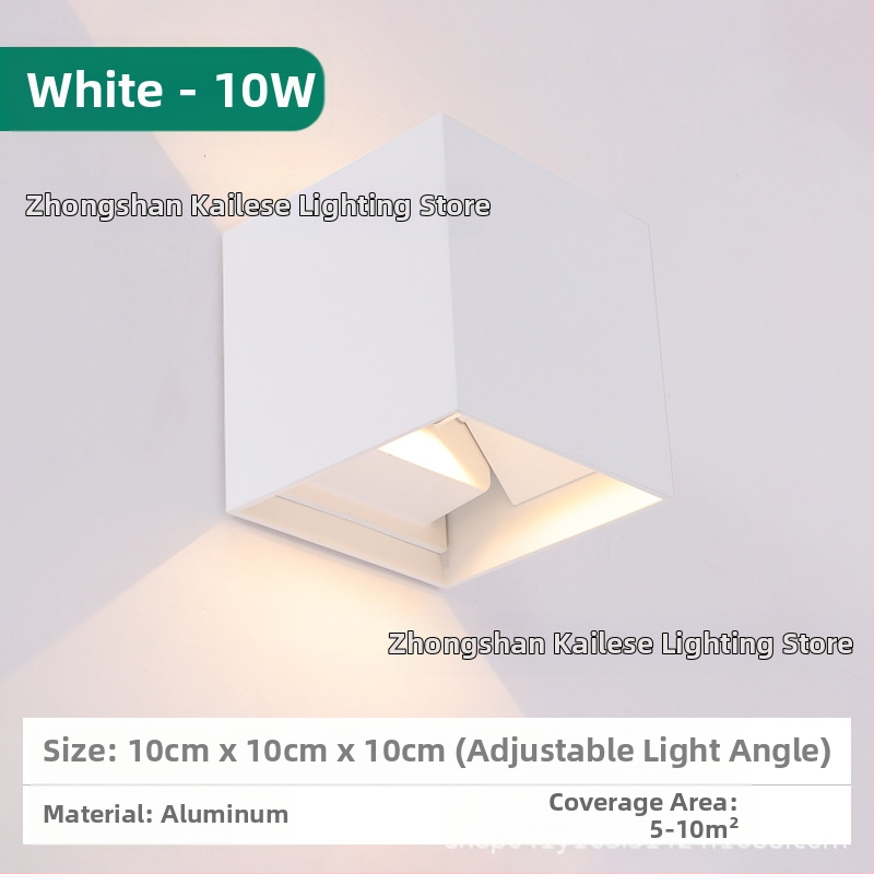 LED sienas lampa, modelis KLS-023, kvadrātiska stikla abažūra, 85-265V, 5000 stundu darbības kalpošana, moderns minimālisks stils