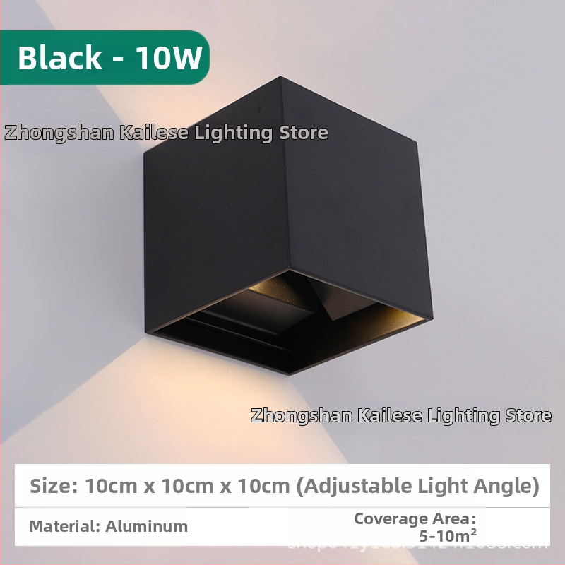 LED sienas lampa, modelis KLS-023, kvadrātiska stikla abažūra, 85-265V, 5000 stundu darbības kalpošana, moderns minimālisks stils