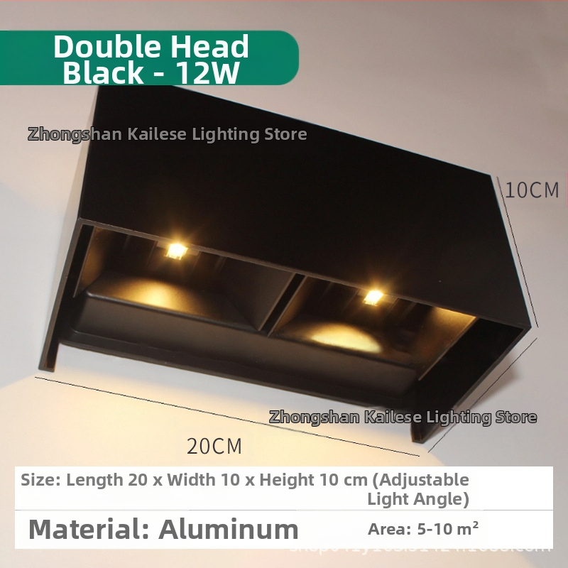 LED sienas lampa, modelis KLS-023, kvadrātiska stikla abažūra, 85-265V, 5000 stundu darbības kalpošana, moderns minimālisks stils