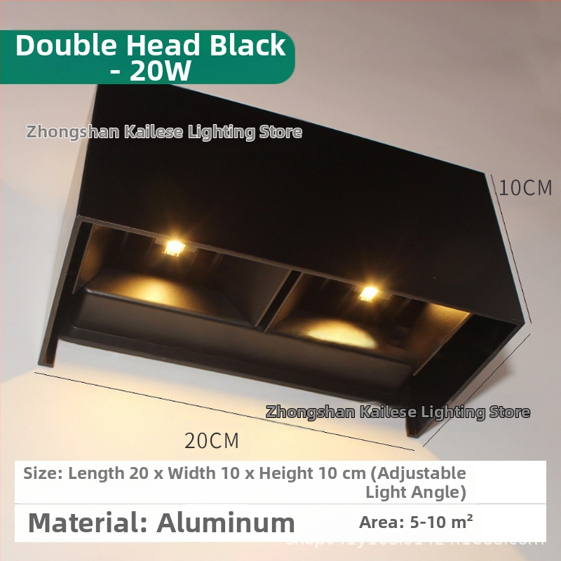 LED sienas lampa, modelis KLS-023, kvadrātiska stikla abažūra, 85-265V, 5000 stundu darbības kalpošana, moderns minimālisks stils