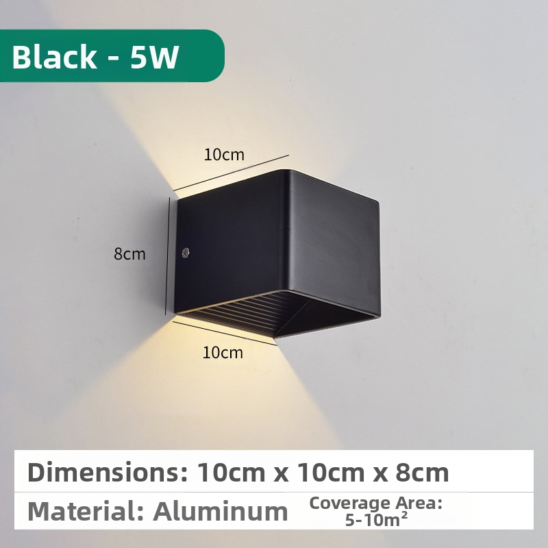 LED sienas lampa, modelis KLS-023, kvadrātiska stikla abažūra, 85-265V, 5000 stundu darbības kalpošana, moderns minimālisks stils