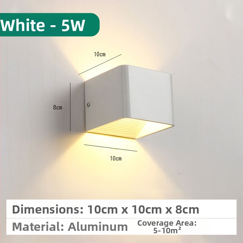 LED sienas lampa, modelis KLS-023, kvadrātiska stikla abažūra, 85-265V, 5000 stundu darbības kalpošana, moderns minimālisks stils