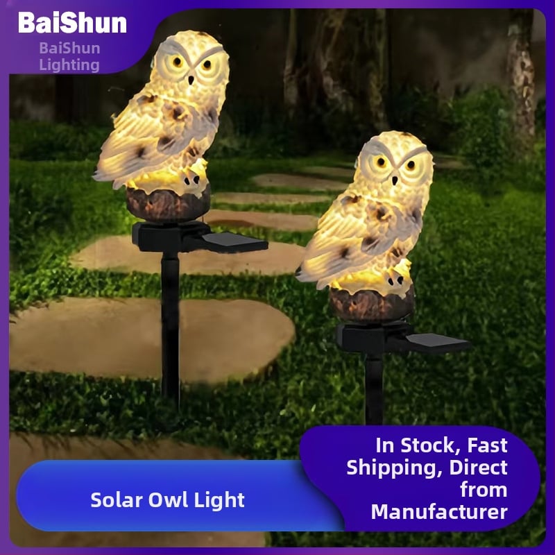 Lauko saulės energijos resinė pelėdos grindų lemputė – kiemo dekoratyvinė lemputė, saulės energija, 16–24 valandos veikimas, 1.2V, CE