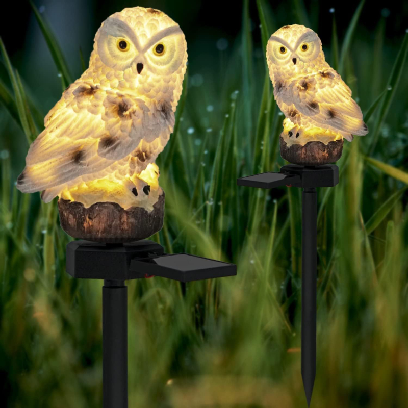 Lauko saulės energijos resinė pelėdos grindų lemputė – kiemo dekoratyvinė lemputė, saulės energija, 16–24 valandos veikimas, 1.2V, CE