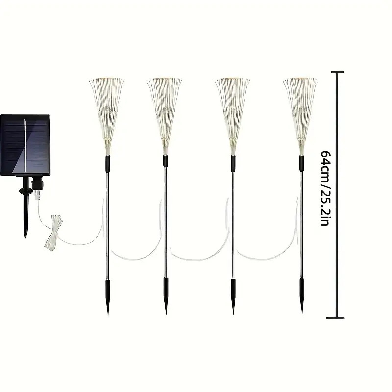 Saulės LED žibintai dandeliono fejerverkų forma lauke kieme, su 1–5 stiebais, IP66, 1W, modelis YH04-14